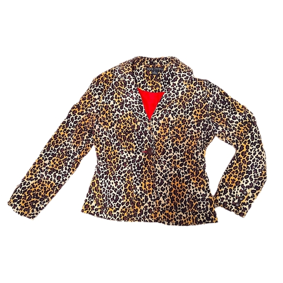 Larry Levine Jackets & Blazers - Vintage Women's Larry Levine Leopard Print L/S Fitted Blazer, Size 6
